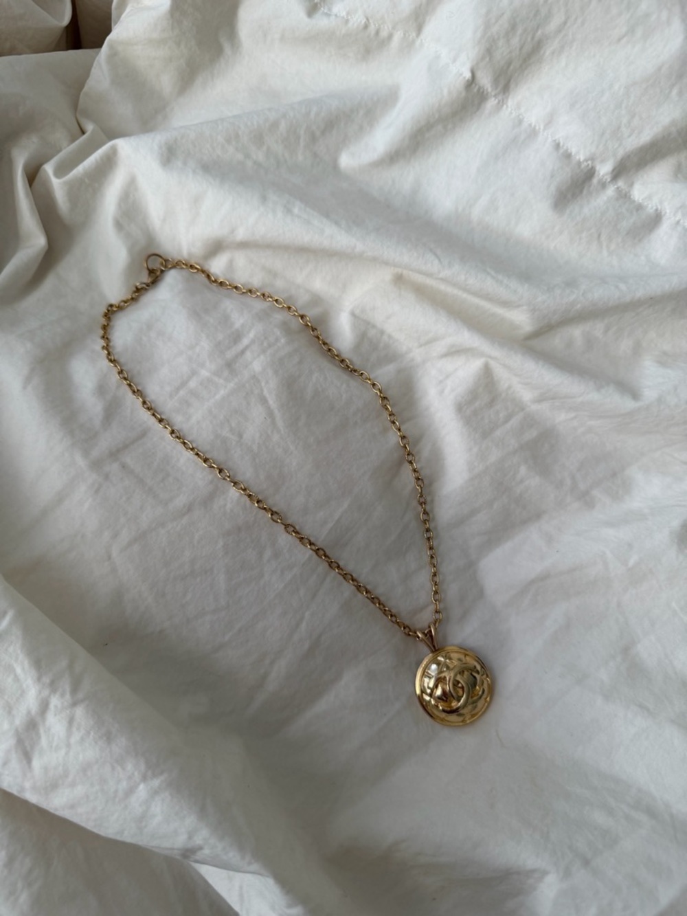 Vintage Gold-Tone Chanel Interlocking CC Pendant Necklace - Picture 10 of 17